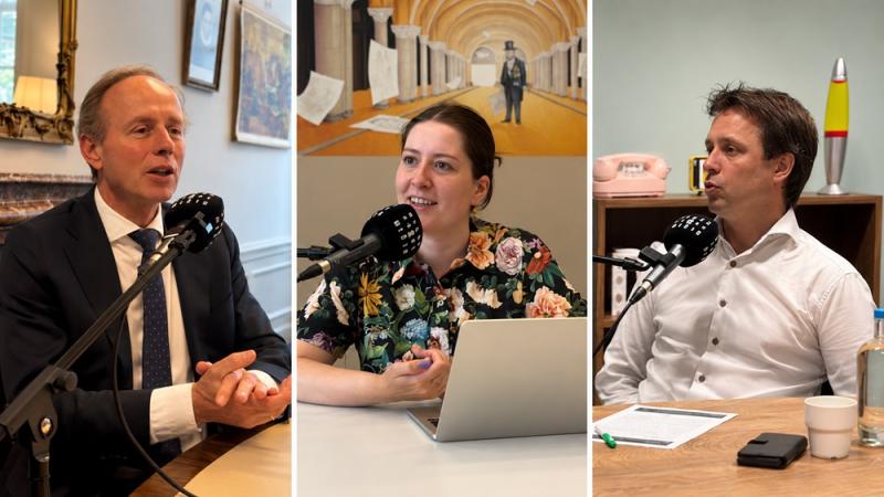 Kees van der Staaij, Georgina Kuipers en Joost Sneller tijdens de opname van de podcast aflevering